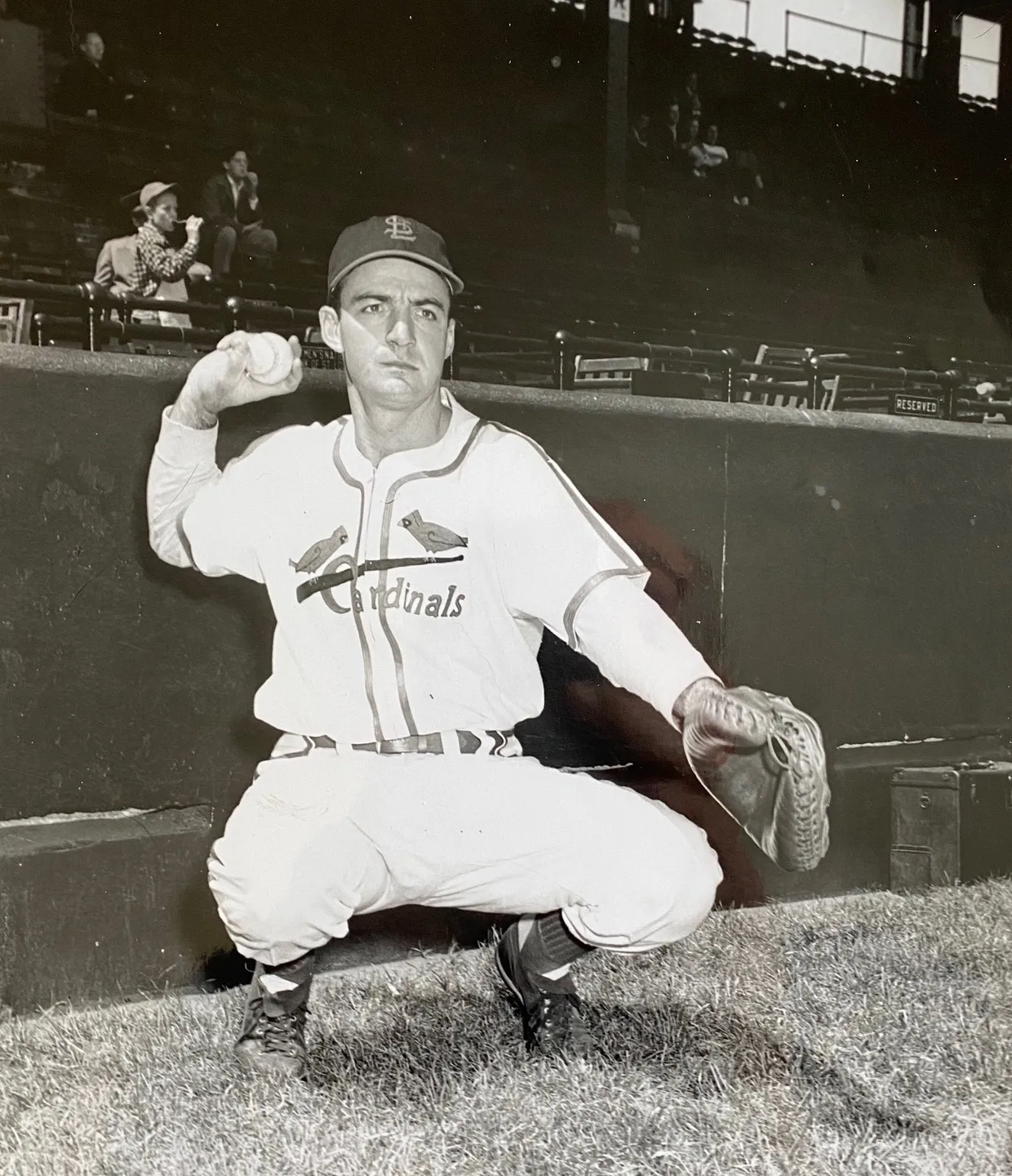 Big Del Wilber with the St. Louis Cardinals